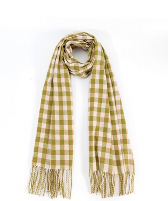 Fringed Plaid Long Scarf SF320088 IVORY